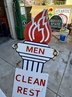 Vintage Standard Oil Co. Restroom Gasoline Oil Porcelain Gas Pump Sign