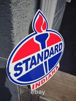Vintage Standard Oil Company Indiana Gas Oil Service Station Porcelain Sign