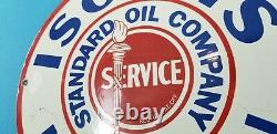 Vintage Standard Oil Company Porcelain Iso = Vis Service Station Pump Plate Sign