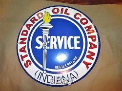Vintage Standard Oil Company Service Convex Porcelain Metal Gas & Oil Sign