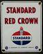 Vintage Standard Oil Porcelain Red Crown Pump Plate Gas Advertising Sign 1950