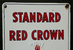 Vintage Standard Oil Porcelain Red Crown Pump Plate Gas Advertising Sign 1950