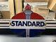 Vintage Standard Oil Sign Porcelain Torch Pump Plate Gas Oil Red Blue Crest