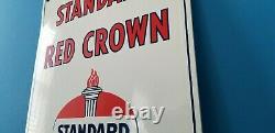 Vintage Standard Red Crown Gasoline Porcelain American Gas Oil Pump Service Sign