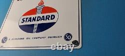 Vintage Standard Red Crown Sign Porcelain Torch Gas Motor Oil Pump Plate Sign