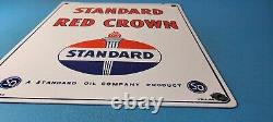 Vintage Standard Red Crown Sign Porcelain Torch Gas Motor Oil Pump Plate Sign
