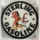 Vintage Sterling Gasoline Porcelain Sign Gas Station Oil Petrol Lube Pump Plate