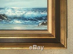 Vintage Stevens Ocean Coast Seascape Oil Painting Framed Art 16x12