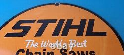Vintage Stihl Chainsaw Sign Porcelain Metal Store Display Advertising Gas Sign