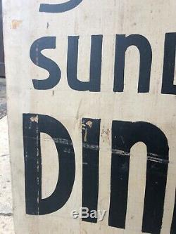 Vintage Sunday dinner $1.50 sign oil cloth c1950 Glastonbury CT 44 x 25.5 x7/8