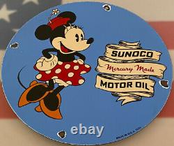 Vintage Sunoco Gasoline Porcelain Sign Gas Station Pump Plate Motor Oil Service