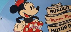 Vintage Sunoco Gasoline Porcelain Sign Walt Disney Minnie Mouse Gas Pump Sign