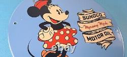 Vintage Sunoco Gasoline Porcelain Sign Walt Disney Minnie Mouse Gas Pump Sign