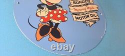 Vintage Sunoco Gasoline Porcelain Sign Walt Disney Minnie Mouse Gas Pump Sign
