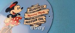 Vintage Sunoco Gasoline Porcelain Sign Walt Disney Minnie Mouse Gas Pump Sign