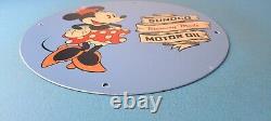 Vintage Sunoco Gasoline Porcelain Sign Walt Disney Minnie Mouse Gas Pump Sign