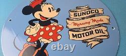 Vintage Sunoco Gasoline Porcelain Sign Walt Disney Minnie Mouse Gas Pump Sign