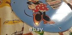 Vintage Sunoco Gasoline Porcelain Walt Disney Minnie Mouse Gas Oil Service Sign