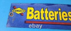 Vintage Sunoco Gasoline Sign Gas Service Station Pump Batteries Porcelain Sign
