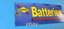 Vintage Sunoco Gasoline Sign Gas Service Station Pump Batteries Porcelain Sign