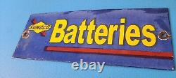 Vintage Sunoco Gasoline Sign Gas Service Station Pump Batteries Porcelain Sign