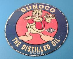 Vintage Sunoco Gasoline Sign Porcelain, Metal, Motor Oil Gas Pump Plate Sign