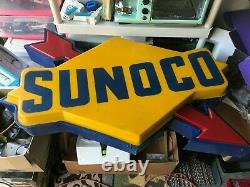 Vintage Sunoco Oil Gas Station Sign light up Antique Vintage Working