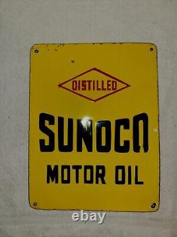 Vintage Sunoco Porcelain Sign Blue Gasoline Phillips 66 Esso Mobiloil Gas Oil