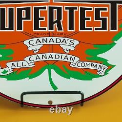 Vintage Suoertest Canada All Company Porcelain Ad Oil Gas Service Pump Sign