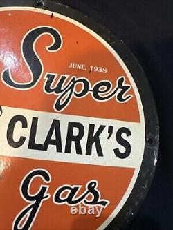 Vintage Super Clark Gas Wonder Women Pinup Girl Porcelain Gas Oil Pump Ad Sign