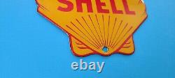 Vintage Super Shell Gasoline Porcelain Gas Service Station Pump Plate Sign