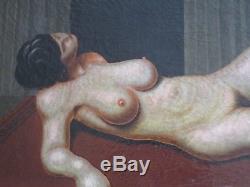 Vintage Surreal Art Deco Nude Female Woman Model Signed Mystery Artist Monogram