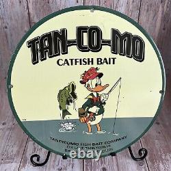 Vintage Tan-co-mo Porcelain Sign Gas Oil Taneycomo Fishing Bait Lure Shop Pump