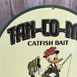 Vintage Tan-co-mo Porcelain Sign Gas Oil Taneycomo Fishing Bait Lure Shop Pump