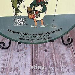 Vintage Tan-co-mo Porcelain Sign Gas Oil Taneycomo Fishing Bait Lure Shop Pump