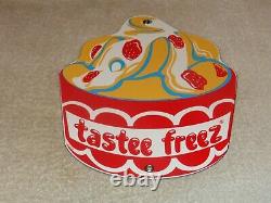Vintage Tastee Freeze Ice Cream 10.5 Porcelain Metal Freez, Gasoline & Oil Sign