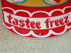 Vintage Tastee Freeze Ice Cream 10.5 Porcelain Metal Freez, Gasoline & Oil Sign