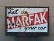 Vintage Texaco/caltex Metal Sign Let Us Marfak Your Car 2-sided Oil Sign