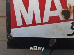 Vintage Texaco/Caltex METAL SIGN Let Us Marfak Your Car 2-Sided OIL SIGN