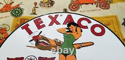 Vintage Texaco Gasoline Porcelain Airplane Military Gas Oil Service Station Sign