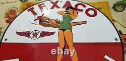 Vintage Texaco Gasoline Porcelain Airplane Military Gas Oil Service Station Sign