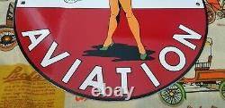 Vintage Texaco Gasoline Porcelain Airplane Military Gas Oil Service Station Sign