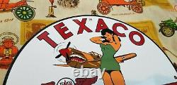 Vintage Texaco Gasoline Porcelain Airplane Military Gas Oil Service Station Sign