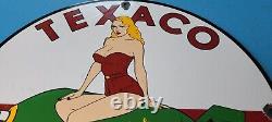 Vintage Texaco Gasoline Porcelain Blonde Bombshell Military Service Station Sign