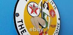 Vintage Texaco Gasoline Porcelain Fire Chief Rescue Gas Motor Oil Service Sign