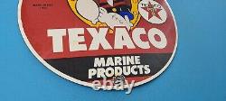 Vintage Texaco Gasoline Porcelain Gas Marine Pump Plate Popeye 12 Service Sign