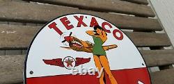 Vintage Texaco Gasoline Porcelain Gas & Motor Oil Military Service Aviation Sign