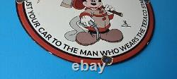 Vintage Texaco Gasoline Porcelain Mickey Mouse Chief Walt Disney Gas 12 Sign