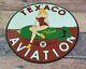 Vintage Texaco Gasoline Porcelain Military Service Bombshell Airplane Gas Sign