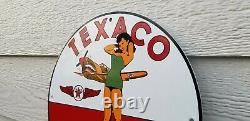 Vintage Texaco Gasoline Porcelain Service Station Military Gas Oil Airplane Sign